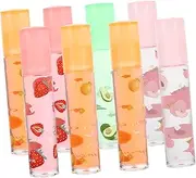 Beavorty Portable Lip Gloss Set 8 Pcs Moisturizing Lipstick Fruit Flavor Lip Oil Gloss for Women Random Color