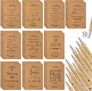 Fuutreo 100 Pcs Christian Gift Bible Verse Prayer Journals Bible Pens Inspirational Religious Notebook Mini Scripture Pocket Notepad Father's Day Gifts for Church Men Women (Classic Style)