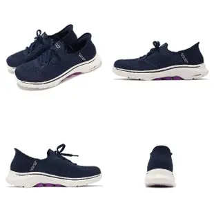 【SKECHERS】休閒鞋 Go Walk 7-Via Slip-Ins 女鞋 藍 套入式 緩衝 輕量 健走鞋 懶人鞋(125213-NVPR)