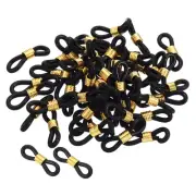 50pcs Eyeglass Chain Connector Silicone Strap Holder Chain End Loop Black Gold