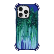 iPhone 16 Pro Bounce Case MagSafe Compatible THROUGH THE TREES, BOLD GREEN AQUA Colorful Forest Nature Wanderlust Boho Outdoors Mountains Watercolor Painting Clear Transparent Ebi Emporium