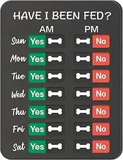 Dog Feeding Reminder, Dog Fed Sign Tracker -Daily Am/Pm Chart Slider Sign for Pet Feeding and Pill Reminder, Easy to Use On Fridge Or Wall with Adhesive and Magnet,Pet Supplies