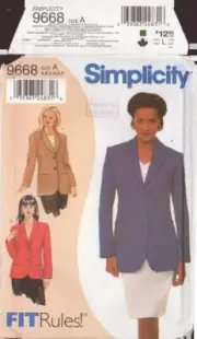 Simplicity 9668 Sewing Pattern, Misses' Jacket, Size 38, Uncut, Factory Folded