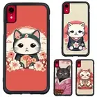 Anti scratch Cover For iPhone XS 11 12 13 14 15 16 Pro Max Red cat kimono