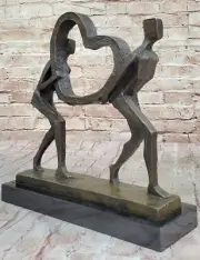 Romantic Bronze Statue Abstract Couple Celebrating Connection Francisci Decor