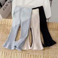 在飛比找蝦皮購物優惠-2023 韓國 春秋 女童 針織 喇叭褲 洋氣 寶寶 褲子 