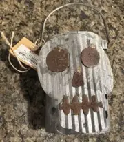 Mud Pie Halloween Rustic Tin Candle Holder SKULL Mini Luminary