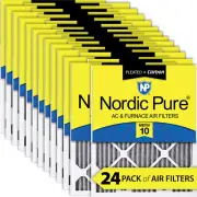 Nordic Pure 10x10x1 Pleated Air Filters MERV 10 Pleated Plus Carbon 24 Pack