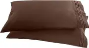 Elegant Comfort 1500 Thread Count Embroidered Egyptian Quality Luxurious Silky Soft Wrinkle & Fade Resistant 2-Piece Pillowcase, King, Chocolate Brown