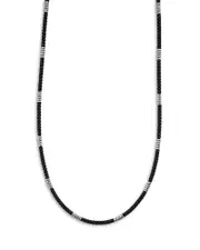 Lagos Men's Sterling Silver Anthem Black Ceramic Station Necklace - Exclusive