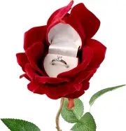 Caja Para Anillo De Compromiso Cajita Para Anillos Boda Flor De Corazón Rosa...
