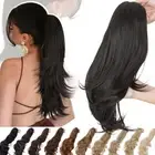 Real Wavy Ponytail Hair Extensions As Human Drawstring Pony Tail Long Hairpiece