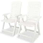 Reclining Garden Chairs 2 pcs Plastic White vidaXL