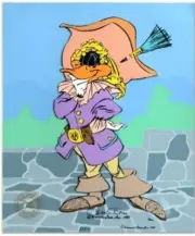 Chuck Jones SIGNED "Daffy Cavalier" Hand Painted Numbered Sericel COA Background