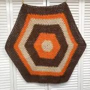 Handmade Hexagonal Crochet Baby Throw Blanket Room Decor Retro Orange Brown Tan
