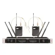 SK-9900 Wireless Headset Microphone System Cordless Mic System + 2 Headset Mic