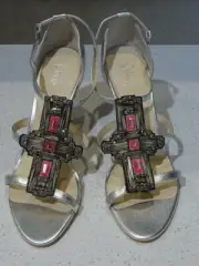 BNIB WITTNER 'Tropical' Embellished Silver & Pink Heels - Size 40 - $199.95
