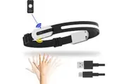 Bluetooth LED Head Torch Induction Headlamp COB Waterproof Rechargeable Camping Headlight White