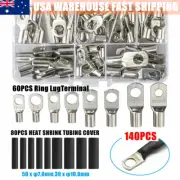 140PCS Wire Terminals SC Tinned Copper Lug Ring Wire Connectors Bare Terminals
