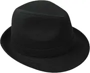 [Hemore] Black Fedora Hat, Unisex Classic Felt Jazz Cap, Winter Thermal Black Hat for Men, Fedora Hats for Men (Black)