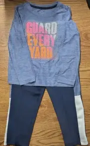 Boys 4T 2 Pc Blue Athletic Set Top/Pants Athletic Works NWT “ Guard Every YARD”