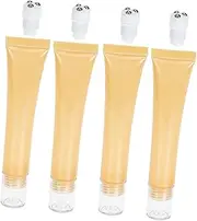BESTYASH 4pcs Portable Roller Ball Bottles for Eye Cream Travel Friendly Squeeze Tubes for Essential Oil DIY Gel Formulation Khaki Color Moisturizing and Hydrating