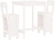vidaXL 3 Piece Garden Bar Set White Solid Wood Pine