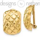 Designs by Nathan | 14k Yellow Gold Quilted Non-pierced Omega Back Earrings