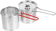 UTHCLO 1 Set Deep Fryer Pot Stainless Steel Frying Pot with Handle Quick Heat Transfer High Temperature Resistant for Home Cooking Frying Basket Included
