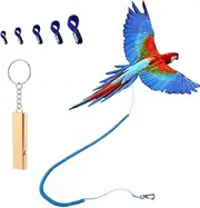 Parrot Bird Harness Leash Anti-bite Outdoor Blue Flying Training Rope with 5pcs Different Sizes of Soft Foot Loops and Training Whistle(Upgraded Version of Ankle Ring)
