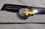 Vintage 2007 Artisan*Satin Gold Metal Cross Bookmark On Stretch Cord*New OS
