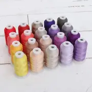 Threadart 20 Cone Polyester Embroidery Machine Thread Set Frosty Colors 1000M