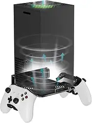 Bricok Aluminium Alloy Wall Mount for Xbox Series X Wall Mount Kit for Xbox Series X Accessories with 2 Controller Stand, Ventilation Design Wall Shelf(Black), Black, simple