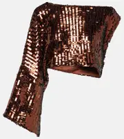 [Taller Marmo] Taller Marmo Eric sequined one-shoulder top AU 12 brown