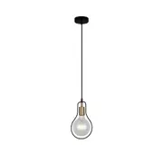 CONTOUR Pendant Lamp Light Interior ES Black Wire Pear with Antique Brass Highlight OD170mm