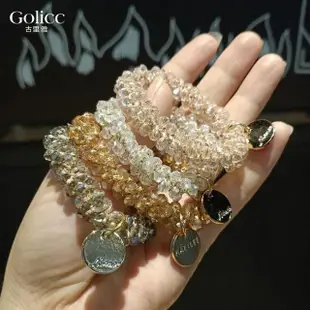 【Golicc】韓版 復古 仿水晶 髮圈 手鍊 兩用 飾品(髮飾 頭飾 髮帶 髮繩 手圈 髮束 禮物 FUN4購物節)