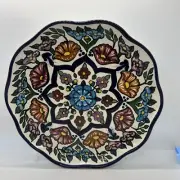 Talavera Platter Artist Maximo Huerta Multicolor Floral Pattern Folk Art Mexico