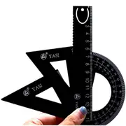 Aluminum alloy Ruler Aluminum Protractor Students Maths Geometry Metal Triangle Ruler Set Office School Supplies 4pcs/set