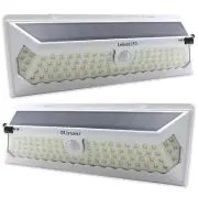 2 Pack 86 LED Solar Power Motion Sensor Wall Light Outdoor Garden Lamp White