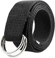 [Gelante] Canvas Web D Ring Belt Silver Buckle Military Style for men & women 1 or 3 pcs