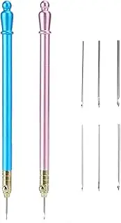Embroidery Crochet Hook, Sewing Craft Tool with Stainless Steel French Handle for Most Crochet and Embroidery Work, Two Color Crochet Hooks and 3 Kinds of Needles