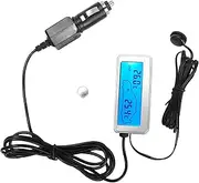 Car Digital 12V LCD Display Indoor Outdoor Thermometer Temperature Meter Silver Universal
