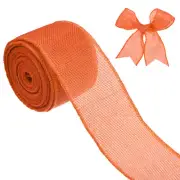 Burlap Ribbon, 2.5" x 10 Yards Burlap Wired Edge Ribbon [Orange]