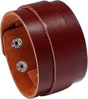 [Xusamss] Punk Rock Wide Leather Wristband Arm Cuff Bracelet