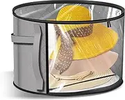 Hat Box, Felt Hat Storage Container with Clear Window, Round Hat Storage Box, Large Capacity Hat Organizer Box, Foldable Cowboy Hat Box for Women Men Storage (Grey)