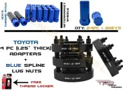 4pc Set Of 1.25" Toyota 6x139.7 Wheel Adapters 106mm H.B 12x1.5 Blue Lug Nut Kit (for: Toyota)