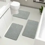Bathroom Rugs Sets 3 Piece, Cobblestone Memory Foam Bathroom Mats Set Extra Thic