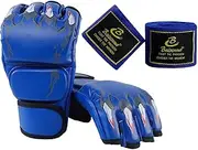 Generic Half Finger Boxing Gloves, Sparring Gloves, Adult Mitts, Open Palms, Boxing Gloves, MMA Gloves for Kickboxing, Blue