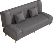 Modern Reclining Loveseat,Convertible Futon Sofa Bed, Upholstered Folding Sleeper Couch Sofa with 2 Pillows, for Apartments, Bedroom,Living Room,Gray,180 × 43 × 75cm Interesting