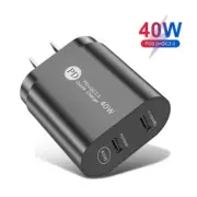 40W Fast Charger Block USB Type C Wall Power Adapter QC 3.0 For iPhone 14 13 XR